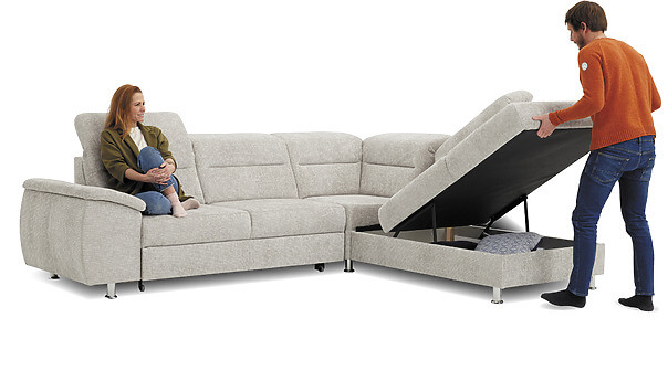 Scandi Ecksofa mit Stauraum grau Seats and Sofas